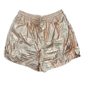A.L.C Women's Gold Metallic Solid Line Elastic Waist High Rise Shorts Size Small